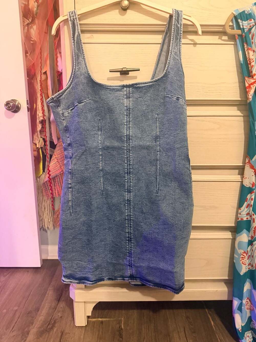 Good American Denim Shift Mini Dress in Indigo, Size 2X, GFD422
